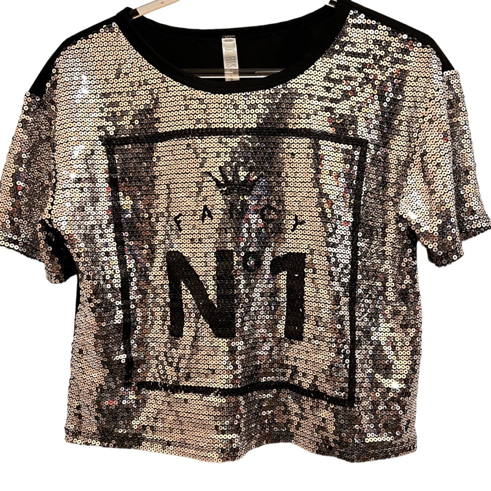 JC Fits Fancy No 1 Silver Sequined Crop Top Size S